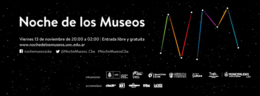 Noche de los museos: 12 de noviembre Un cartel en blanco y negro con las palabras noche de los museos, 12 de noviembre.