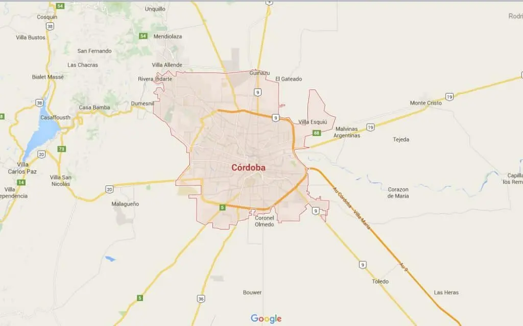 Un mapa de google que muestra la ubicación de guadalajara en córdoba.