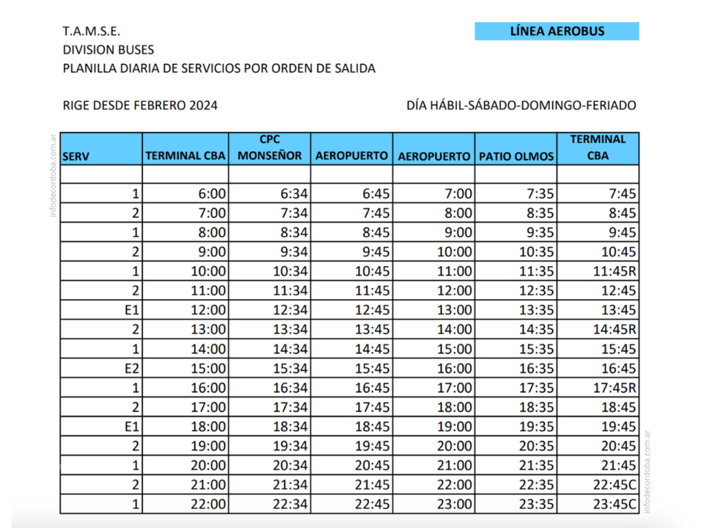 Horario actualizado del aerobus desde el aeropuerto al centro de córdoba