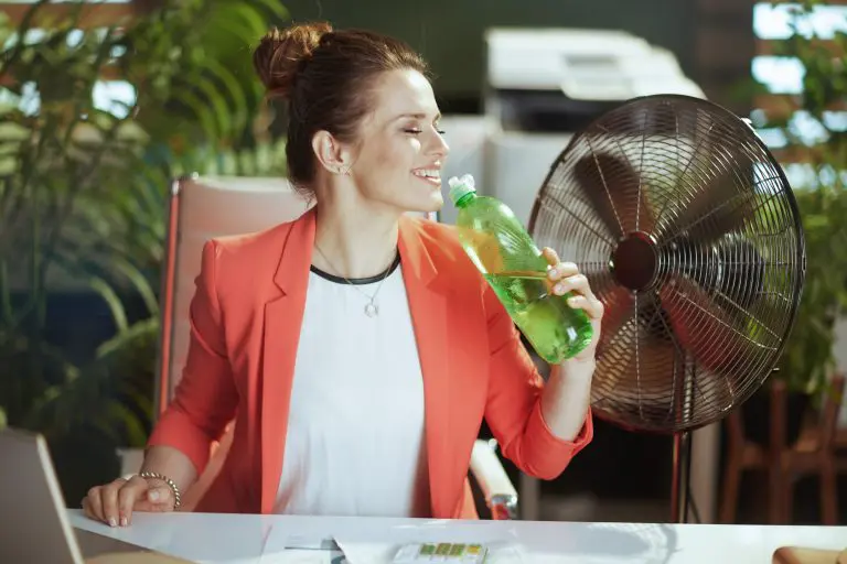 Ventilador para el hogar: cuándo conviene comprarlo y cómo sacarle más provecho Mujer refrescándose con ventilador en el hogar durante un día de calor