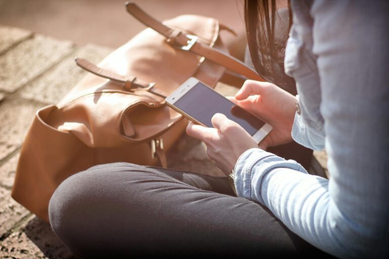 Person using android smartphone