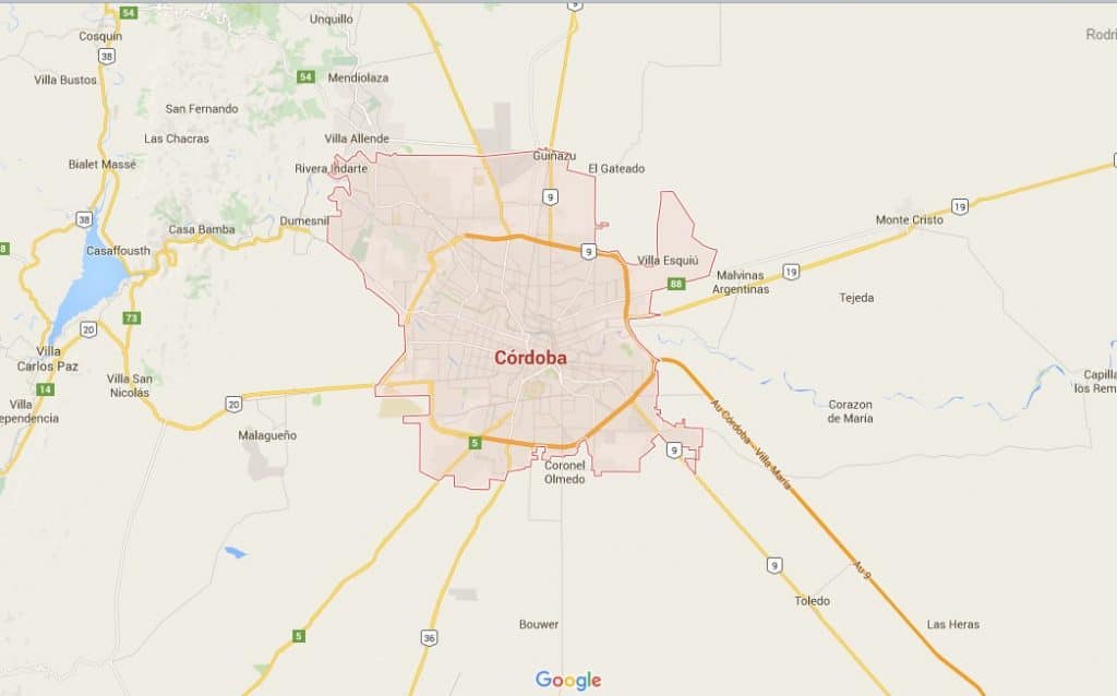Un mapa de Google que muestra la ubicación de Guadalajara en Córdoba.