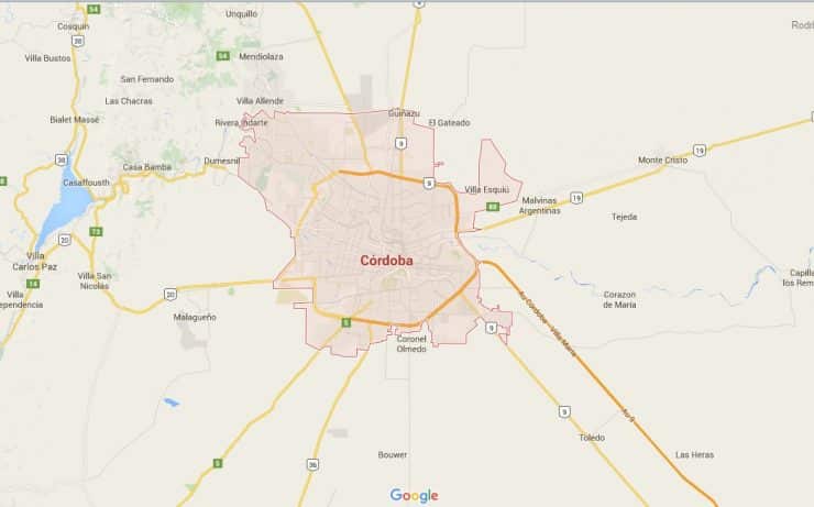 Un mapa de Google que muestra la ubicación de Guadalajara en Córdoba.