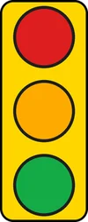 Señales de tránsito para el examen teórico en córdoba: tipos, colores y significado 24 Esquema de un semáforo vertical de cabeza amarilla: luz roja arriba, amarilla al medio y verde abajo